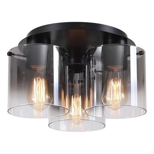 Searchlight - Plafoniera SWEDEN 3xE27/60W/230V dia. 39 cm nero/smoked