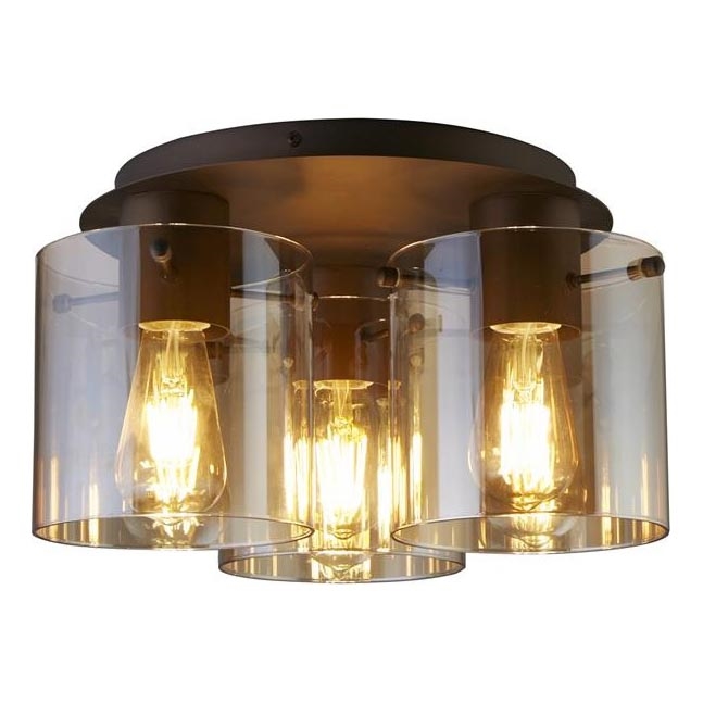 Searchlight - SWEDEN plafoniera 3xE27/60W/230V Ø 39 cm marrone/fumé