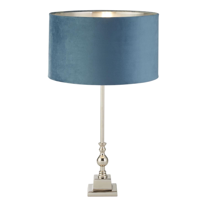 Searchlight - Tischleuchte WHITBY 1xE27/10W/230V blau/glänzendes Chrom