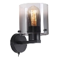 Searchlight - Wandleuchte SWEDEN 1xE27/60W/230V schwarz/rauchfarben