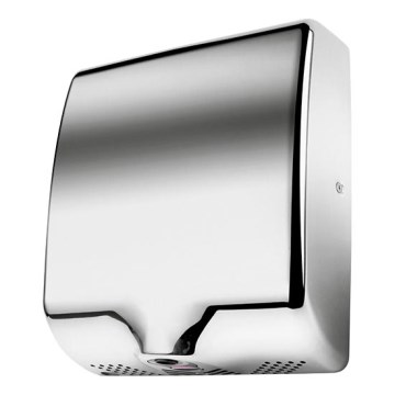 Sèche-mains 29 x 32,5 cm en acier inoxydable, finition argentée