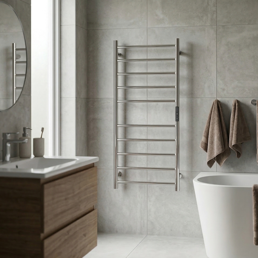 Sèche-serviettes électrique 45 × 96 cm, 130 W, inox