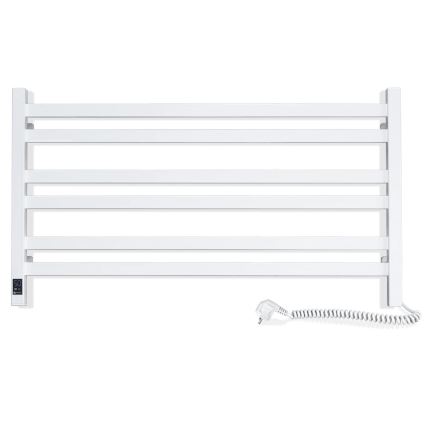 Radiateur sèche-serviettes AVANGARD pour salle de bains avec thermostat, 316 W/230 V, 50,6 cm, IP44, blanc, version droite, profil carré