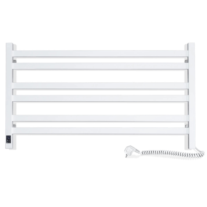 Radiateur sèche-serviettes AVANGARD pour salle de bains avec thermostat, 316 W/230 V, 50,6 cm, IP44, blanc, version droite, profil carré