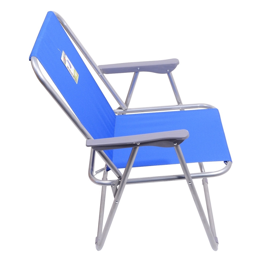 Sedia da campeggio pieghevole blu/cromata opaca
