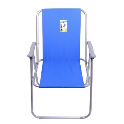 Sedia da campeggio pieghevole blu/cromata opaca