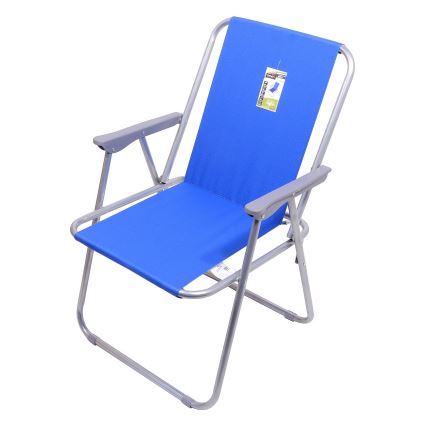 Sedia da campeggio pieghevole blu/cromata opaca