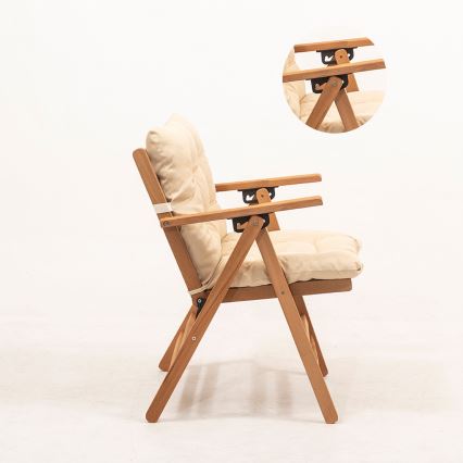 Sedia da giardino pieghevole con cuscino beige/faggio