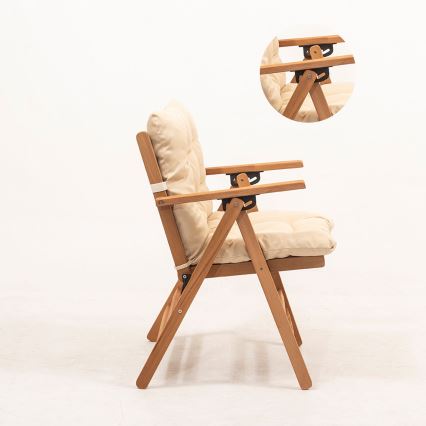 Sedia da giardino pieghevole con cuscino beige/faggio