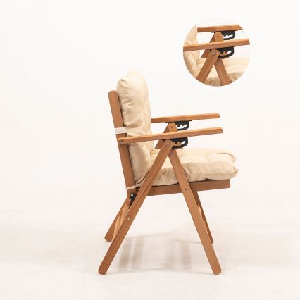 Sedia da giardino pieghevole con cuscino beige/faggio