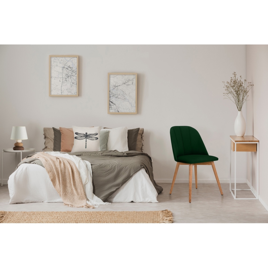 Sedia da pranzo BAKERI 86x48 cm verde scuro/faggio