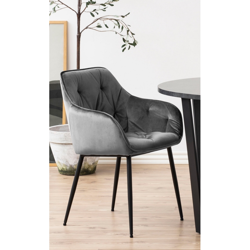 Sedia da pranzo con braccioli AYLIN 1 pz grigio scuro