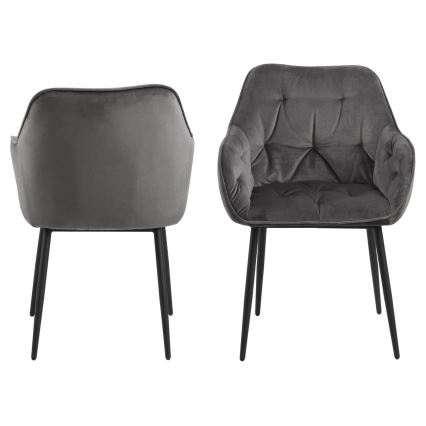 Sedia da pranzo con braccioli AYLIN 1 pz grigio scuro