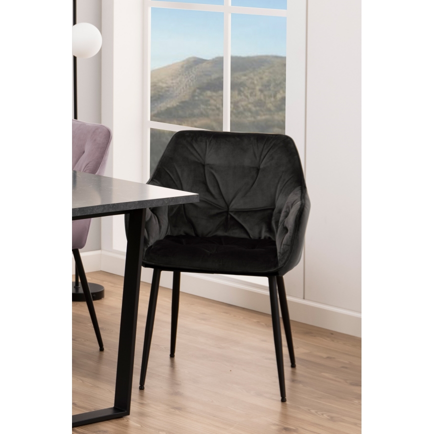 Sedia da pranzo con braccioli AYLIN 1 pz nero