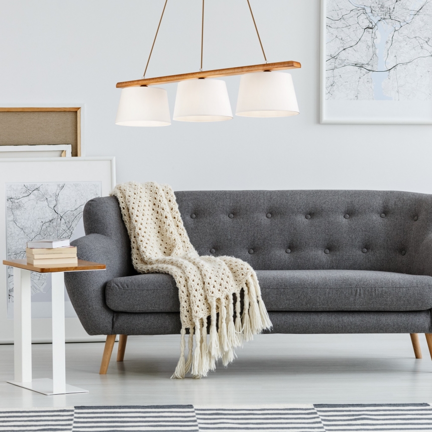 Seilpendelleuchte AIDA 3xE27/60W/230V, Eiche