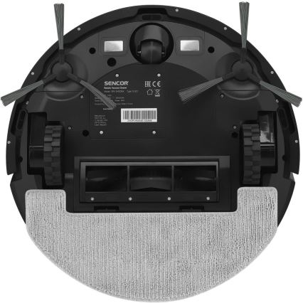 Sencor - Robot aspirateur 2 en 1 (aspiration et lavage) 16 W / 2600 mAh, Wi‑Fi, noir + télécommande