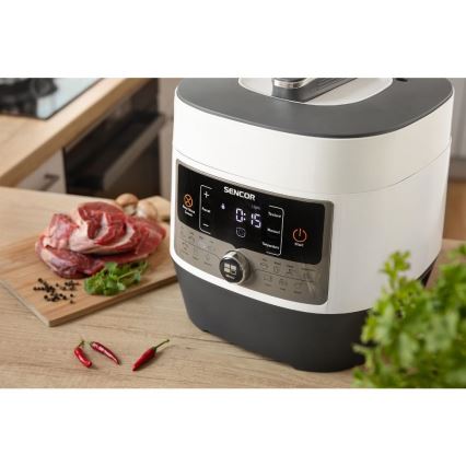 Sencor - Autocuiseur électrique multifonction 5,5 l 1000W/230V blanc/noir