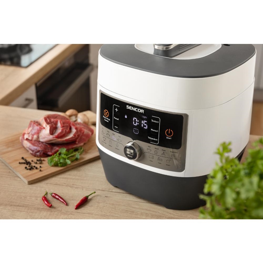 Sencor - Autocuiseur électrique multifonction 5,5 l 1000W/230V blanc/noir