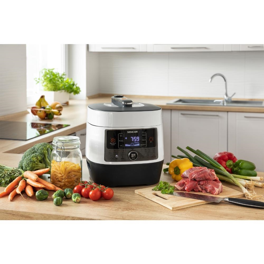 Sencor - Autocuiseur électrique multifonction 5,5 l 1000W/230V blanc/noir