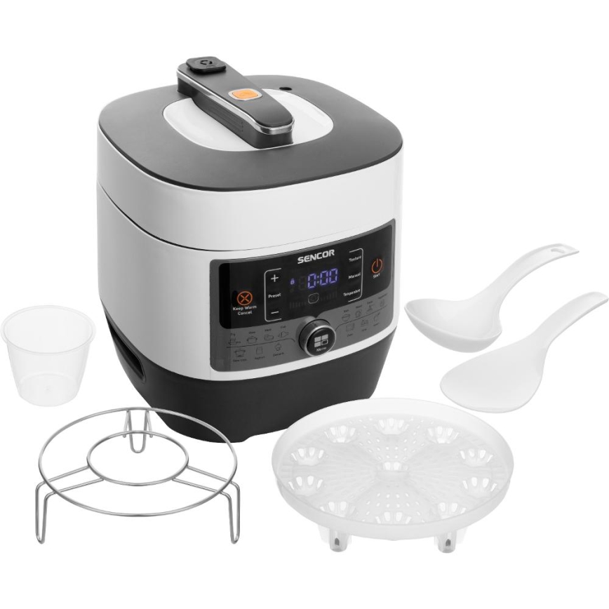 Sencor - Autocuiseur électrique multifonction 5,5 l 1000W/230V blanc/noir