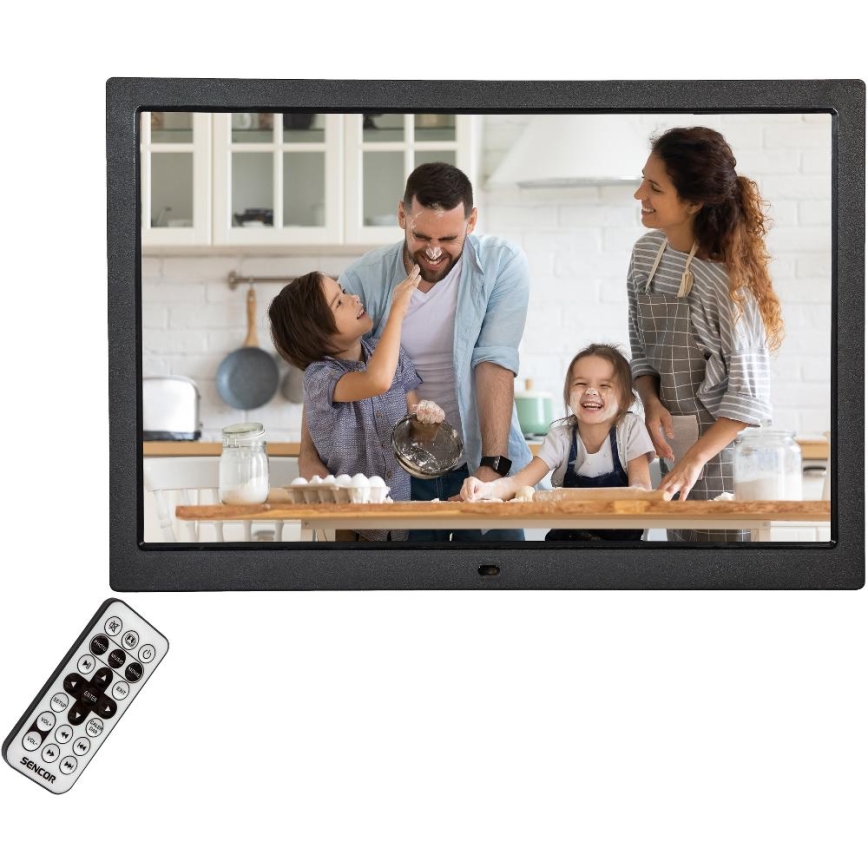 Sencor - Cadre photo numérique 15,4 avec haut-parleur 230V noir + télécommande