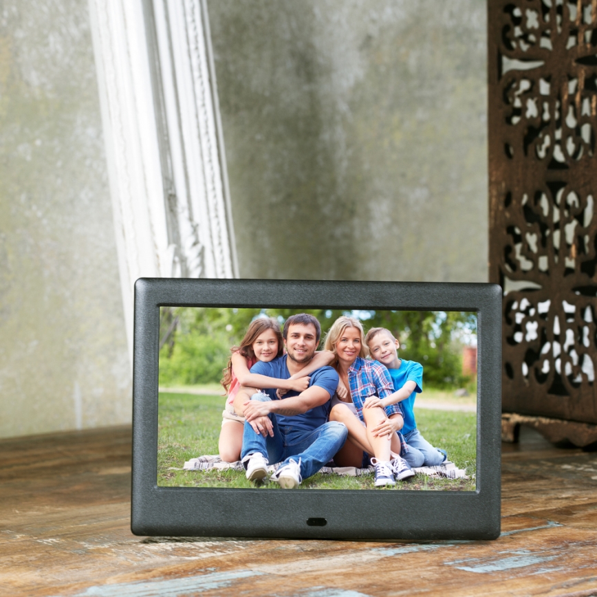Sencor - Cadre photo numérique 7 avec haut-parleur 230V noir + télécommande