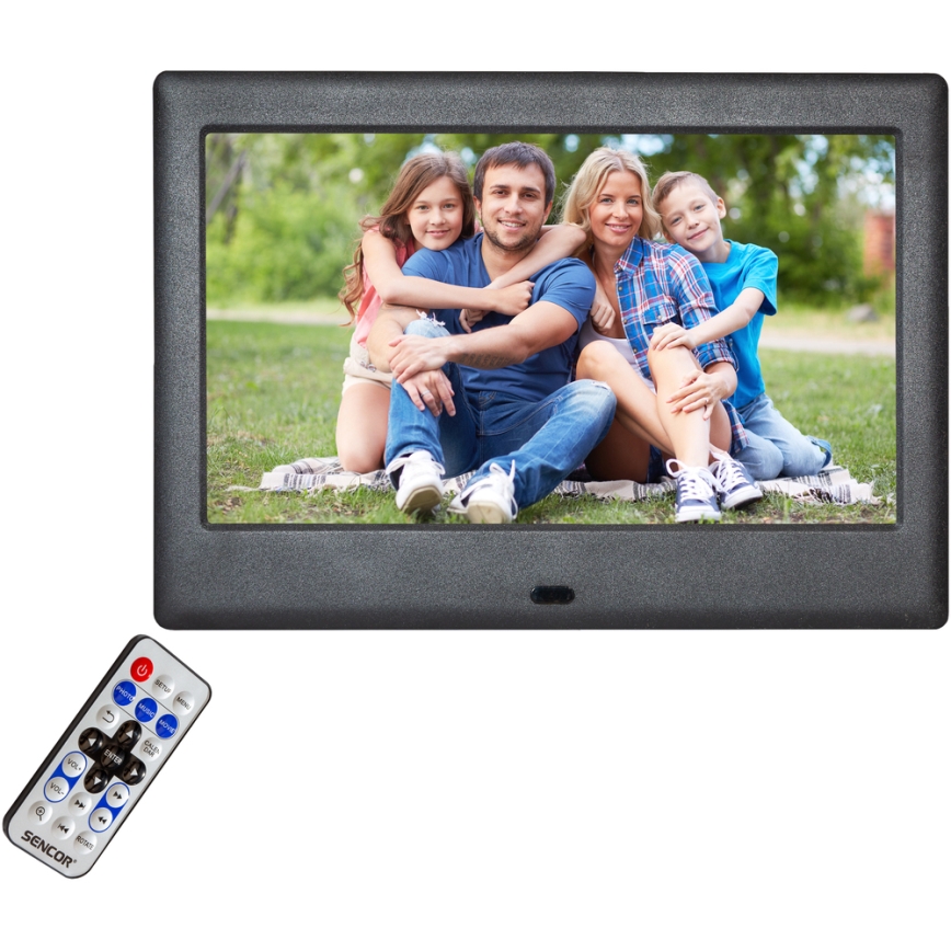 Sencor - Cadre photo numérique 7 avec haut-parleur 230V noir + télécommande