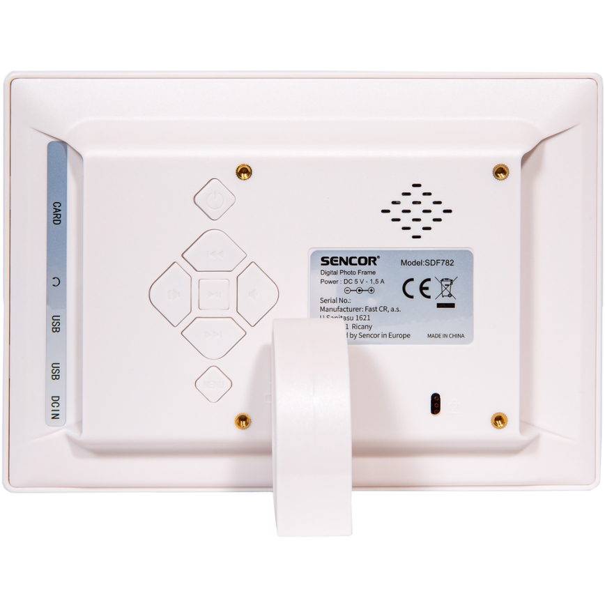 Sencor - Cadre photo numérique avec un haut-parleur 230V blanc + télécommande