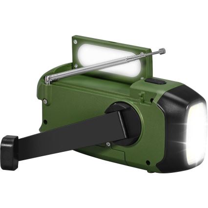 Sencor - Camping-Radio mit Solarpanel und LED-Taschenlampe 5V/2000 mAh IPX4 grün