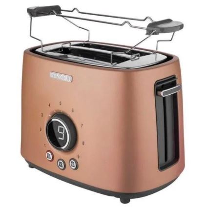 Sencor - Grille-pain à deux fentes avec grille de réchauffage 1000W/230V cuivré