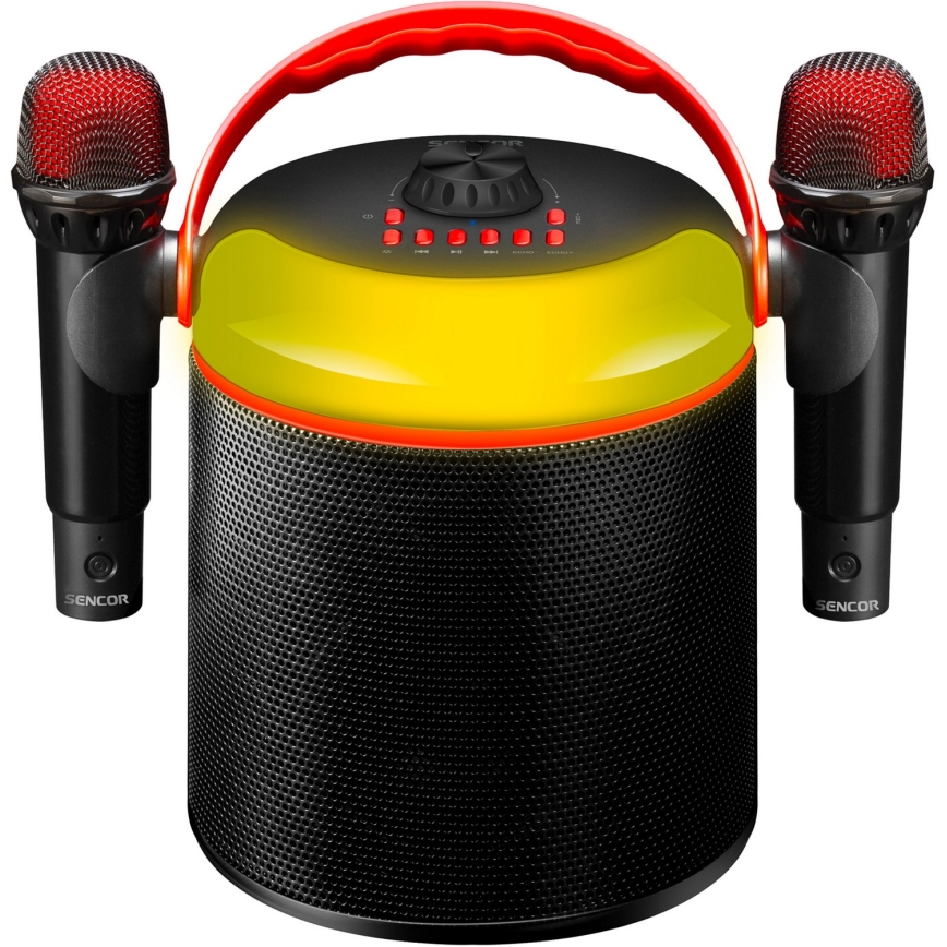 Sencor - LED Altoparlante con microfoni wireless 4000 mAh + 2x 1200 mAh