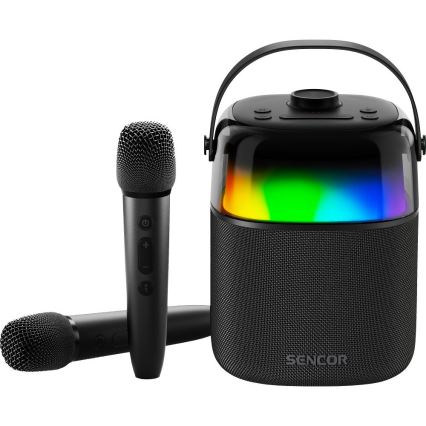 Sencor - LED RGB Altoparlante con microfoni wireless 35W 8000 mAh IPX5 nero