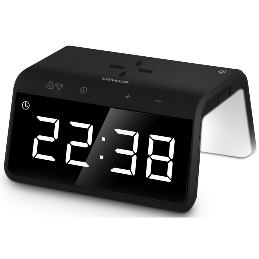 Sencor - LED RGB Orologio a sveglia con ricarica wireless 10W/1xCR2032
