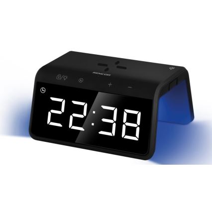 Sencor - LED RGB Orologio a sveglia con ricarica wireless 10W/1xCR2032