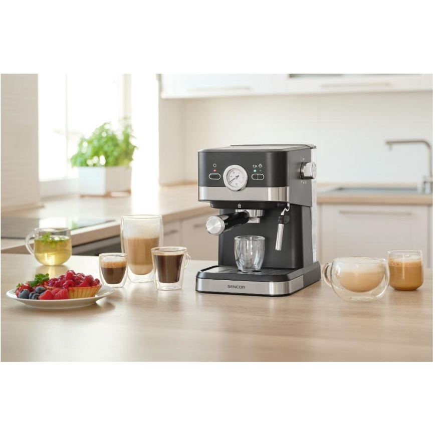 Sencor - Machine à espresso à levier 1050W/230V noir/chrome mat
