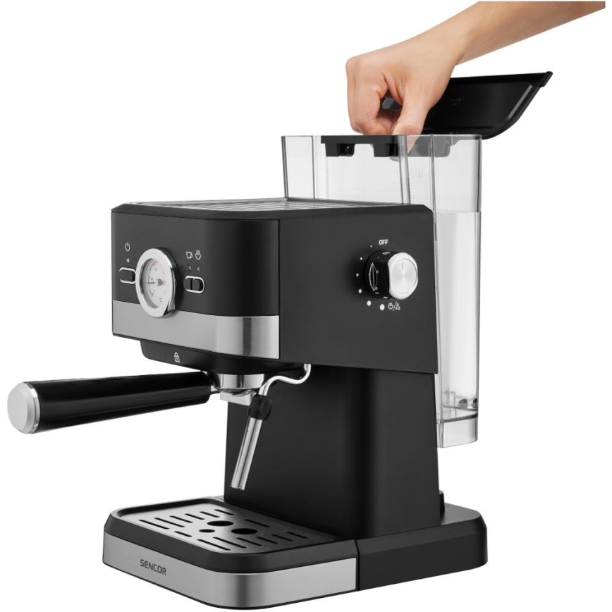 Sencor - Machine à espresso à levier 1050W/230V noir/chrome mat