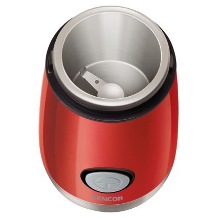 Sencor - Macinacaffè elettrico in grani 60 g 150W/230V rosso/cromo opaco