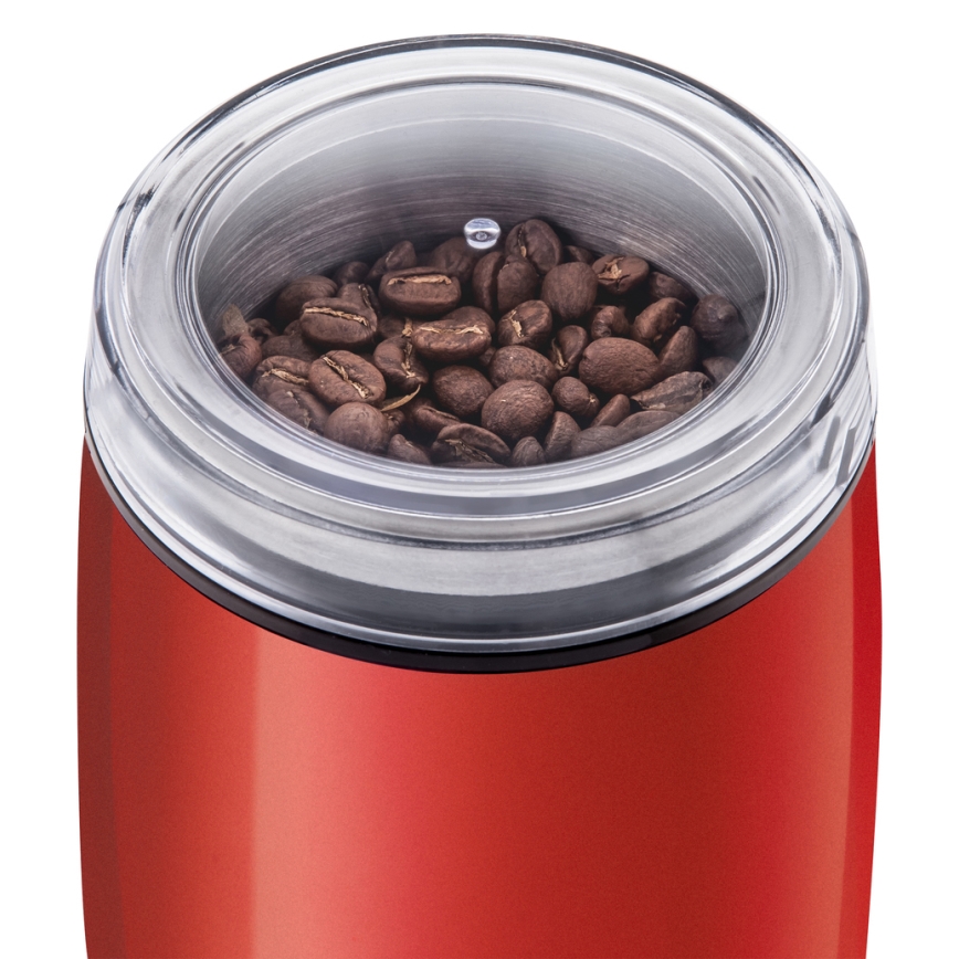 Sencor - Macinacaffè elettrico in grani 60 g 150W/230V rosso/cromo opaco