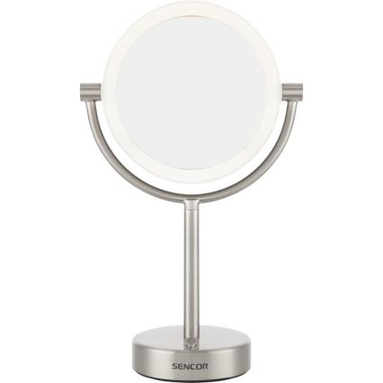 Sencor - Miroir de maquillage avec rétro-éclairage LED/5W/230V acier inoxydable