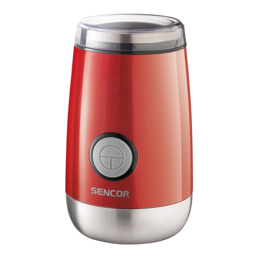 Sencor - Moulin à café à grain électrique 60 g 150W/230V rouge/chrome mat