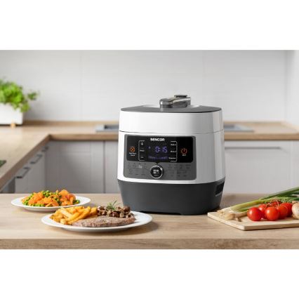 Sencor - Multifunktionaler elektrischer Schnellkochtopf 5,5 l 1000W/230V weiß/schwarz