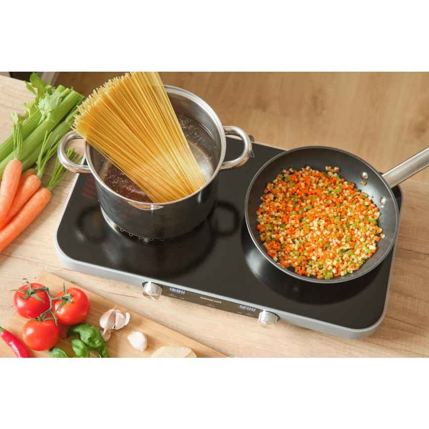Sencor - Plaque vitrocéramique 2 feux avec écran LCD 3500W/230V