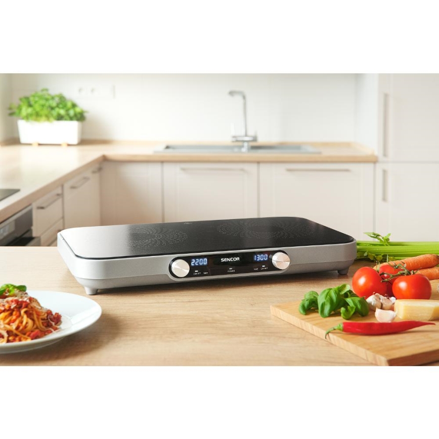Sencor - Plaque vitrocéramique 2 feux avec écran LCD 3500W/230V