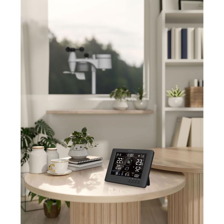 Sencor - Professionelle Wetterstation mit farbigem LCD-Display und Alarmfunktion 5V/1xCR2032 + 3xAA
