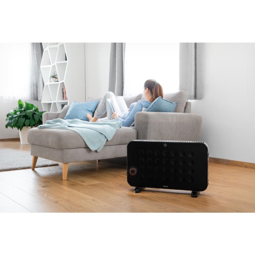 Sencor - Radiateur convecteur électrique 750/1250/2000W/230V thermostat IP24 noir