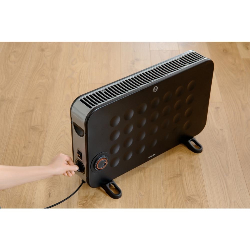 Sencor - Radiateur convecteur électrique 750/1250/2000W/230V thermostat IP24 noir