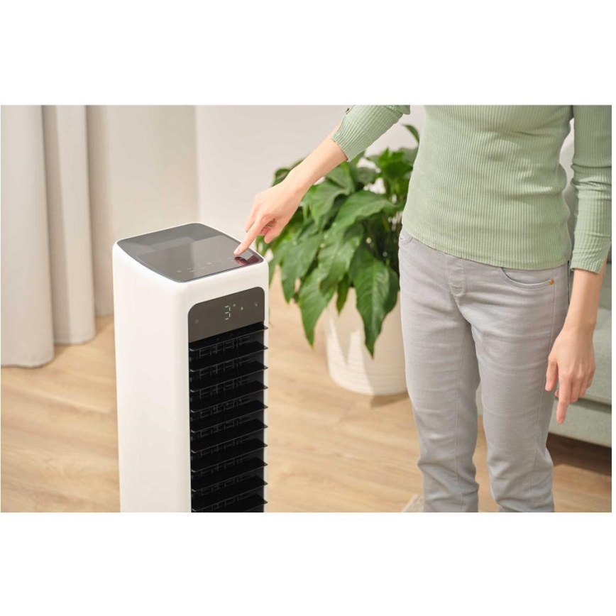 Sencor - Rafraîchisseur d'air portable connecté 60W/230V Wi-Fi blanc + télécommande