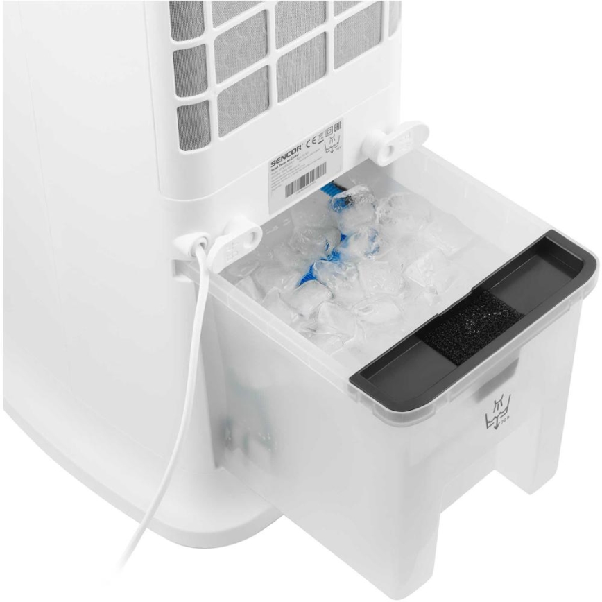 Sencor - Rafraîchisseur d'air portable connecté 60W/230V Wi-Fi blanc + télécommande