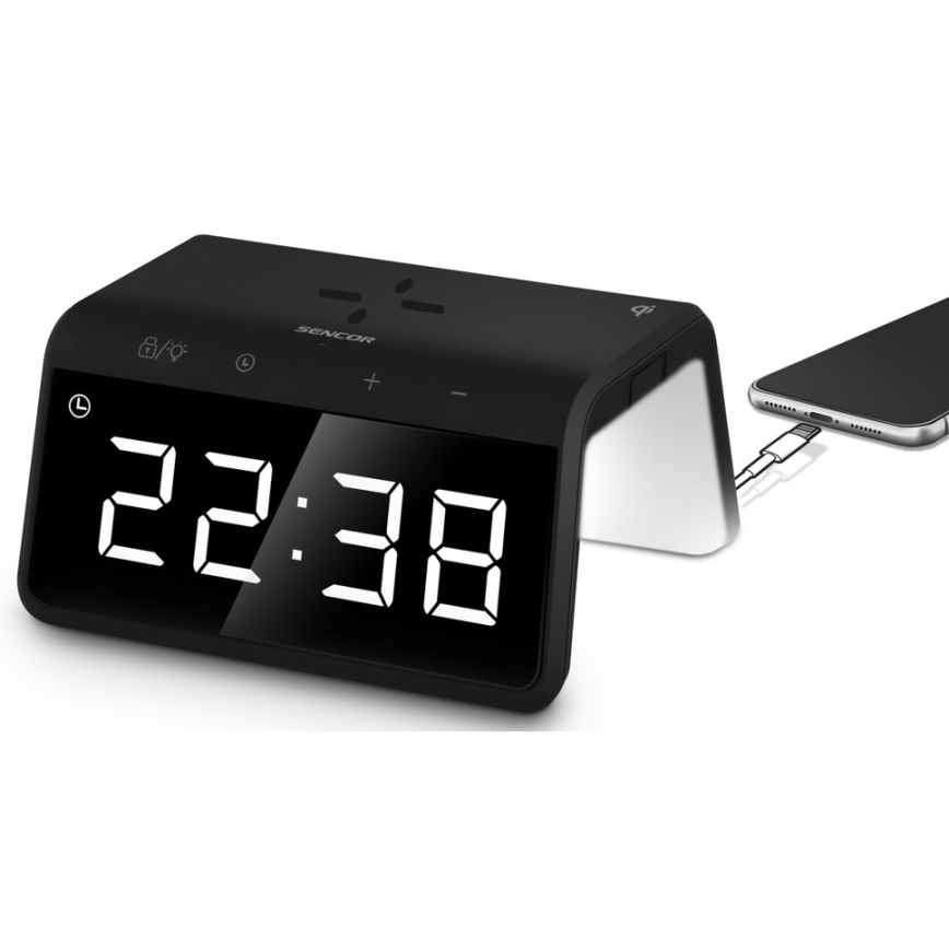 Sencor - Réveil LED RVB avec charge sans fil 10W
