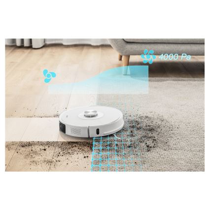 Sencor - Robot aspirapolvere e lavapavimenti 2 in 1 50 W/5000 mAh Wi-Fi bianco + telecomando